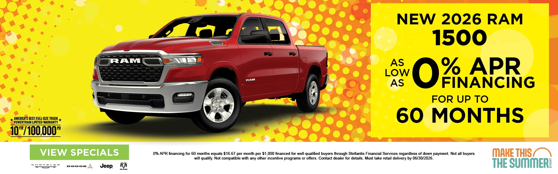 New 2026 RAM 1500 - As Low As 0% APR Financing for Up To 60 Months